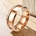 Anillo minimalista de doble capa en acero inoxidable oro rosa con acabado de espejo - US 7 / Oro rosa