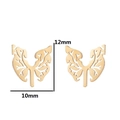 Polished gold stainless steel anatomical lung stud earrings measuring 10mm by 12mm - Gold