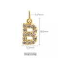 Colgante letra B en oro de 14K con circonitas, altura 9,6mm y anchura de 5,5mm - Letra B