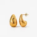 Minimalist gold teardrop stud earrings with a polished mirror finish and secure butterfly back - Small (22.7mm x 13.5mm) / Small Gold (KDE1975)