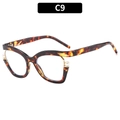 Elegant tortoiseshell cat-eye glasses frame with white pearl accents, model C9 - Tortoiseshell