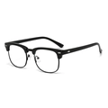 Classic black and silver browline polarized sunglasses with vintage retro metal frame - All Black Frame Anti-Blue Light (Slim Leg)