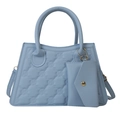Quilted light blue handbag with matching small pouch and detachable shoulder strap - Blue