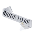 Glitter silver Bride to Be sash for bachelorette parties with gold safety pin - Silver (Block-Black Text)