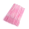 Disposable pink mascara brushes with nylon spiral heads and gradient plastic handles - 50 Pcs/Pack / Pink