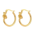 Minimalistische goldene Titanstahl-Knotenohrringe mit polierter Metalloberfläche - Gold
