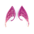 Cosplay latex elf ears in gradient purple with sparkling glitter and sequins - 10CM OPP Bag / Upgrade Purple Pink Glitter (10CM)
