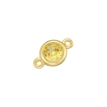 Gold-plated birthstone connector with yellow faceted stone for DIY jewelry making - Yellow