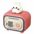 Red and beige rabbit safe piggy bank with digital keypad and fingerprint sensor for kids - Rabbit Doll Style / Red