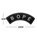 Tactical BOPE embroidered patch with 10x4cm dimensions on a clean white background - Brazil BOPE Elite Force Curved Patch / Black with Gray Edge