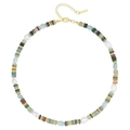 Bohemian style necklace with multi-colored natural stones and freshwater pearls - Style 12 / 6mm
