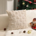 Creamy white plush Christmas tree pillowcase with gold sequins and textured flocking - Beige