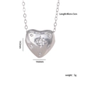 Silver heart pendant necklace with cubic zirconia in a minimalist metal design - Starburst Engraved Zircon Heart 1785