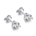 Classic round cut cubic zirconia stud earrings in S925 sterling silver with four-prong setting - Round 6mm
