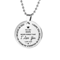 Collana per figlio in acciaio inossidabile con ciondolo tondo argento e incisione - Per Mio Figlio Da Papà / 25mm
