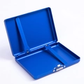 Blue matte aluminum flip-top cigarette case with internal spring clip and metal lock - Cigarette Case / Blue