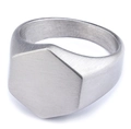 Matte silver hexagon signet ring with brushed metal finish and industrial style - US Size 7 / Silver Grey Hexagon Shield Style (15106)