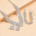 Elegant silver bridal jewelry set with sparkling rhinestones necklace bracelet and earrings - Necklace + Earrings + Bracelet 3-Piece Set