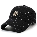 Vintage black baseball cap with white polka dots and gold HB embroidery - Adjustable / Black