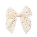 Fermaglio vintage per capelli in cotone bianco con stelle dorate per bambina - Beige con stelle dorate (7)