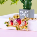 Sparkly purple owl keychain with colorful crystals and gold metal finish for bag charm - A430 Owl S Pink Purple