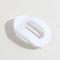 Minimalist white oval leopard hair clip for women with a sleek flat duckbill design - Matte Glossy White