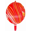 22 inch 4D round aluminum foil balloon featuring a red and yellow fluid marble pattern - Red Agate Round Balloon