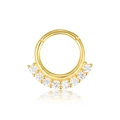 Goldener S925 Sterlingsilber Klick-Ohrring mit 8 funkelnden weißen Zirkonia-Steinen - S925 Silber mit Zirkonia / Stil 3 Gold