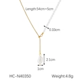 Detalle del collar de cadena de serpiente y perlas con medidas de perlas y longitud - Estilo de Perla de Agua Dulce Empalme de Acero Inoxidable Dorado (HC-N40350)