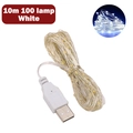 10m LED copper wire string lights with 100 white beads and USB plug Christmas decor - 10m 100 LEDs / Cool White
