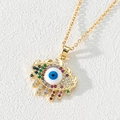Bohemian Evil Eye pendant necklace with colorful zircons and gold plated finish - Style B-Colorful Zirconia Eye