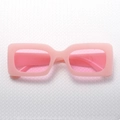 Retro pink rectangular jelly sunglasses with translucent lenses in Y2K fashion style - Jelly Pink Frame Pink Lens