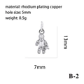 18K rhodium plated copper boy pendant with cubic zirconia, 13x7mm charm for DIY jewelry - Silver Boy (P05805-B-2)