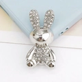 Charm a coniglio in lega d'argento con strass per cover cellulari o accessori per scarpe - Coniglio Argento