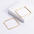 Minimalist square gold hoop earrings in polished stainless steel for a stylish look - 45*45mm