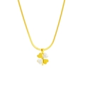 Vierblättrige Kleeblatt-Halskette mit goldenem Mattfinish und weißem Muschel-Anhänger - Kleeblatt Anhänger Halskette (A611)