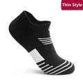 Thin breathable black athletic ankle socks with white stripes for running and gym - Thin Short / Black