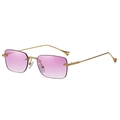 Frameless square sunglasses with gold metal frame and purple gradient lenses - Gold Frame Gradient Purple C5