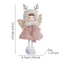 Pink and white plush angel reindeer ornament with gold wings and lace skirt - Pink Angel with Antlers and Pearl Collar
