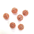 Set di 6 perle rotonde in filigrana oro rosa 14k per creazione di gioielli fai-da-te - Sfera di Zircone / Oro rosa