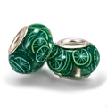 Groene glazen kralen met citroenpatroon en zilveren kern voor DIY-armbanden - Groene Citroen