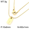 Gouden rechthoekige ketting met hanger letter I en fijne slangenschakelketting - Gouden Letter I (KN293435-Z)