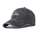 Vintage washed dark gray outdoor baseball cap featuring white mountain peak embroidery - Adjustable / Black