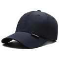 Quick-dry navy blue baseball cap with black label and lightweight breathable fabric - Adjustable / Navy Blue