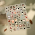 Cute puppy and coffee doodle embossed nail stickers in M1255 style with grid patterns - M-1255-5D Embossed Coffee Pet