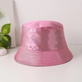 Rosa Fischerhut mit metallischem Glitzer-Finish und reflektierendem PU-Leder - M (56-58cm) / Rosaroter Pailletten