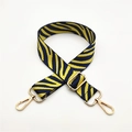 Adjustable zebra print strap in yellow and navy with gold hardware for handbags - Yellow on Blue
