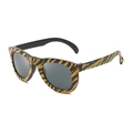 Kids funny camouflage party glasses with yellow and black tiger print frame and dark lenses - Yellow Tiger Stripe
