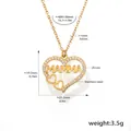 Pendentif cœur en acier doré avec lettrage MAMMA et détails en pierre de zircon - Collier Coeur Or Zircon Lettre MAMMA (TXP218)