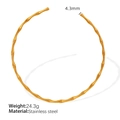 Gold bamboo-style open necklace in stainless steel with 24.3g weight and 4.3mm thickness - XL72 Adjustable Gold Collar Necklace